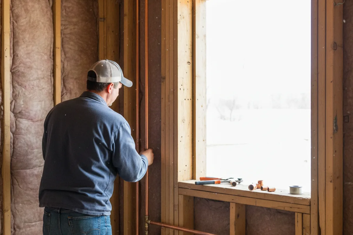 Licensed plumber running new copper supply lines in a Mohrsville home