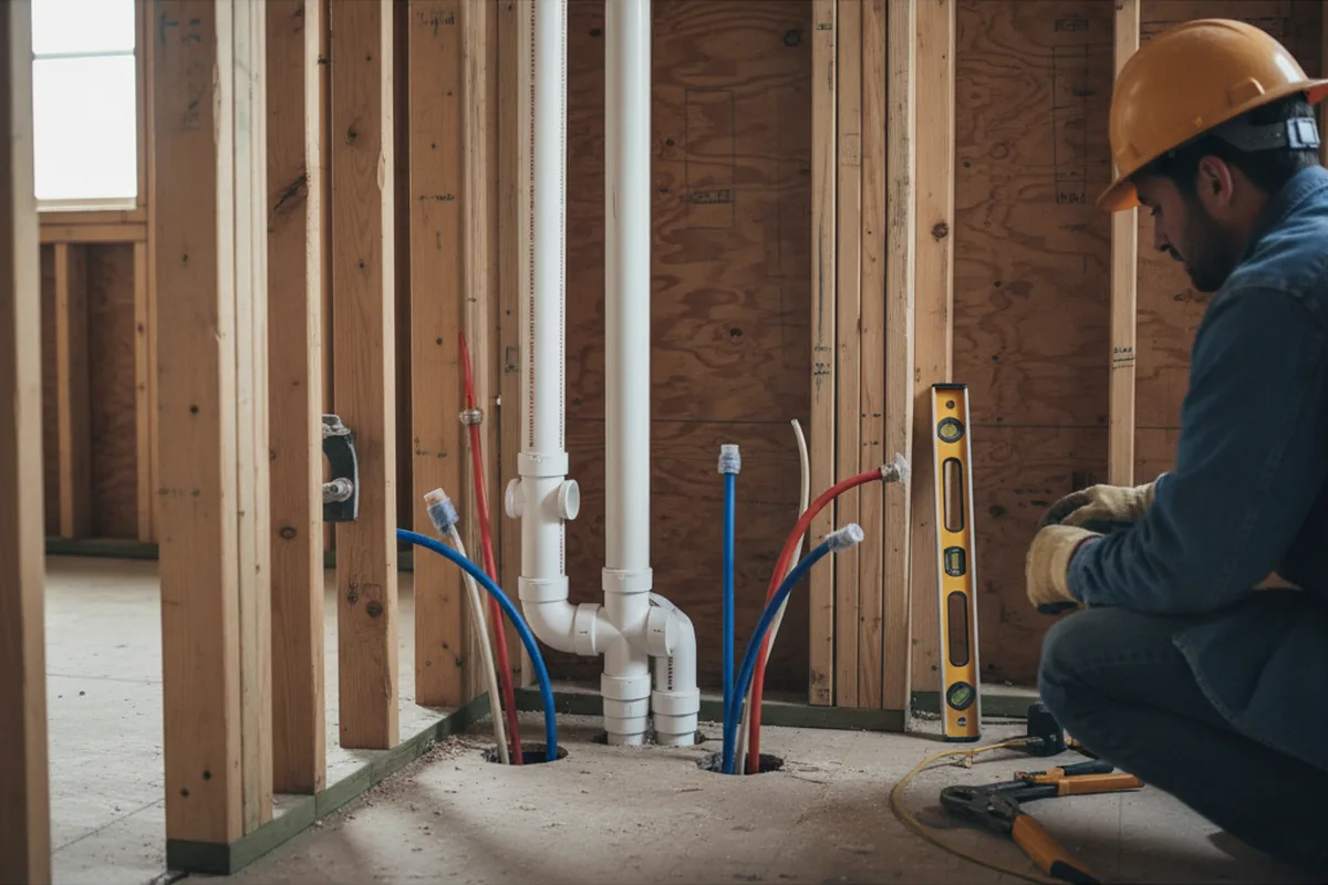 Drain and supply rough-in during Drain Cleaning in Mohrsville