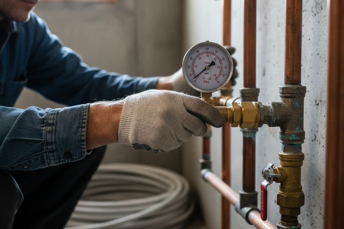 Pressure testing a repaired line during Water Line Repair in Mohrsville